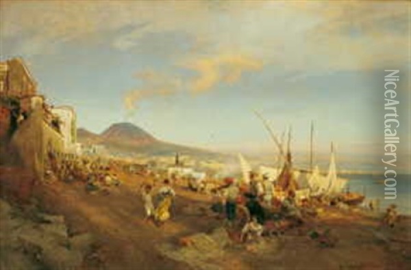 Strassenszene In Neapel Oil Painting - Oswald Achenbach