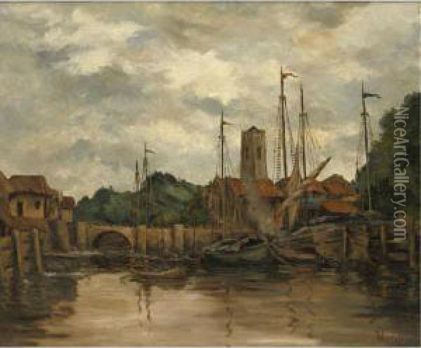 Quiet Harbor Oil Painting - Theodore Wendel