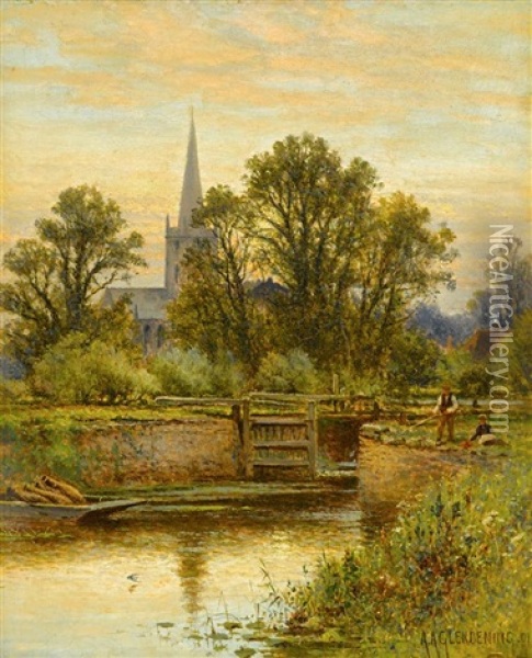 Stratford-on-avon Oil Painting - Alfred Augustus Glendening Sr.