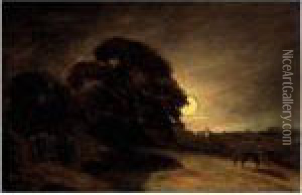 Edge Of A Heath By Moonlight Oil Painting - John Constable