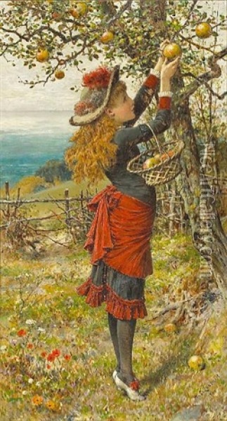 Picking Apples Oil Painting - William Stephen Coleman