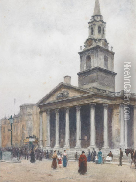 St. Martin In The Fields, Trafalgar Square, London Oil Painting - Alberto Pisa