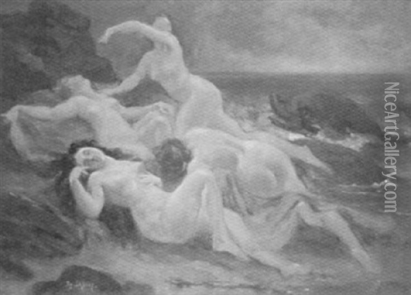 Nymphe Au Bain Oil Painting - Adolphe Lalire LaLyre