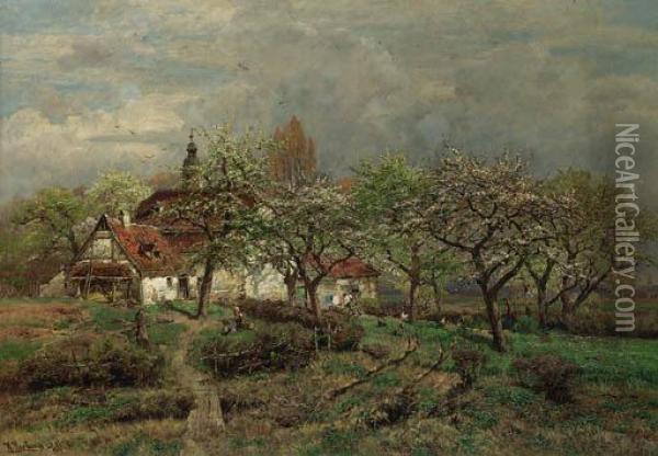 In The Orchard Oil Painting - Heinrich Sen Hartung