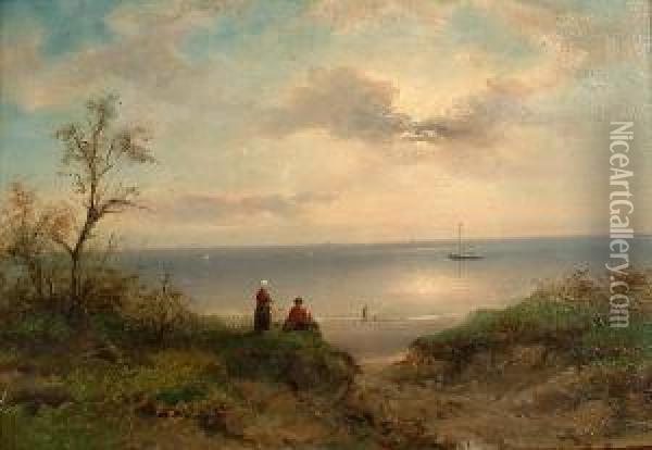 Watching The Tide Go Out. Oil Painting - Nicolaas Riegen