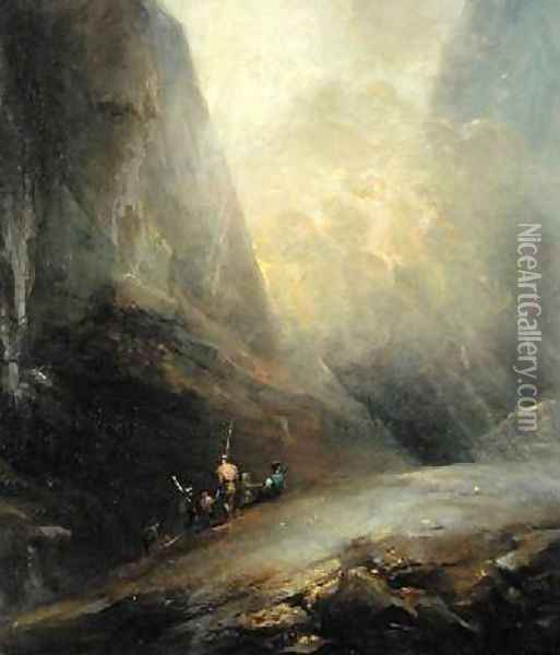 Mountain Landscape with Banditti 1780 Oil Painting - Elias Martin