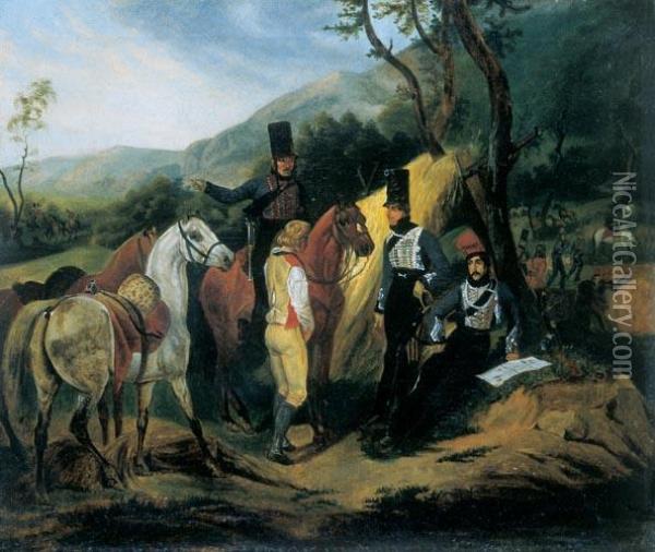 Przesluchanie Szpiega, Przed 1841 R. Oil Painting - Tadeusz Brodowski