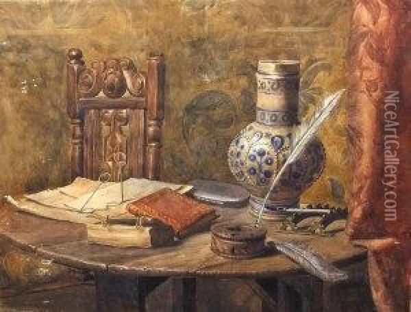 Still Life Of A Writer's Desk Oil Painting - Edward Sherard Kennedy