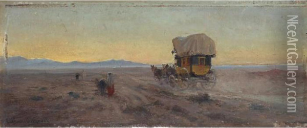 Caleche Dans Le Desert Oil Painting - Eugene-Alexis Girardet
