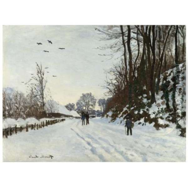 La Route De La Ferme Saint-simeon En Hiver Oil Painting - Claude Monet