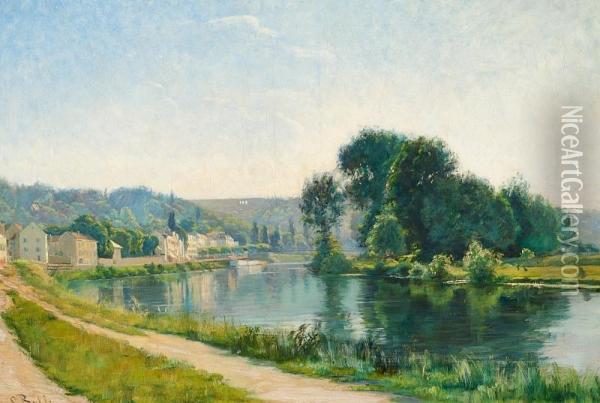 French River Landscape Oil Painting - Sigrid Bolling