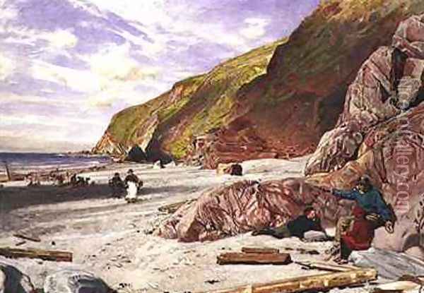 Lynmouth Devon the Story of the Shipwreck Oil Painting - Albert Goodwin