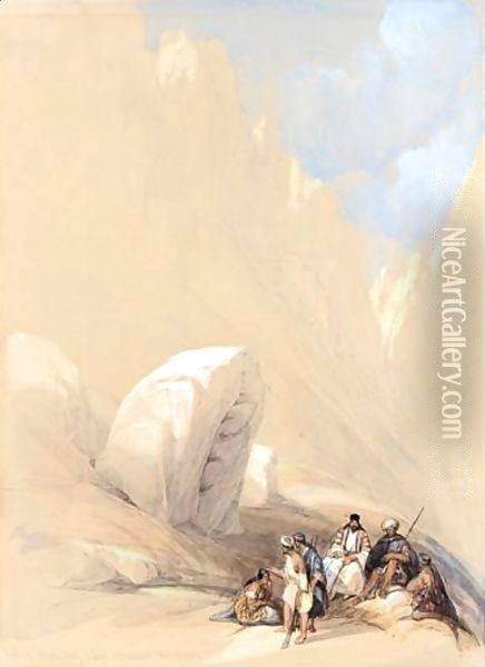 The Rock Of Moses, Wady-El-Leja, Mount Horeb Oil Painting - David Roberts