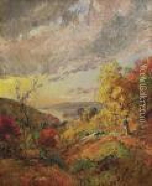 Autumn View, Greenwood Lake Oil Painting - Jasper Francis Cropsey