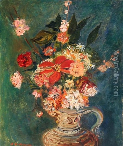 Vase Of Flowers Oil Painting - Abraham Mintchine