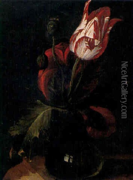 Vase De Tulipes Oil Painting - Hendrik de Fromantiou