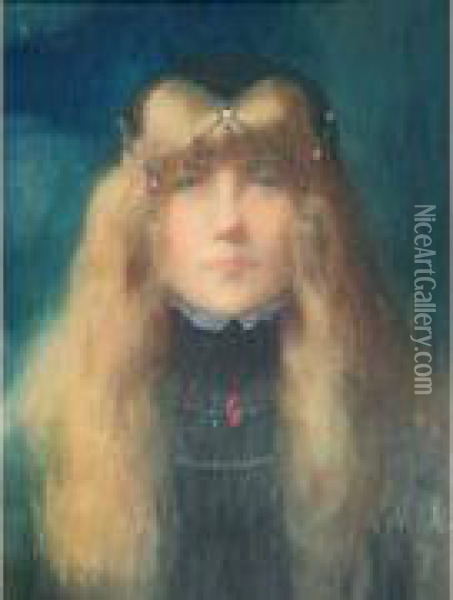 portrait De Femme De La Renaissance Oil Painting - Lucien Victor Guirand De Scevola