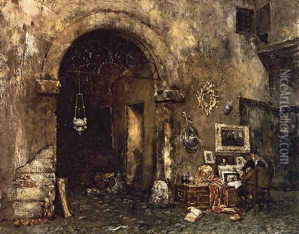 The Antiquary Shop Oil Painting - William Merritt Chase