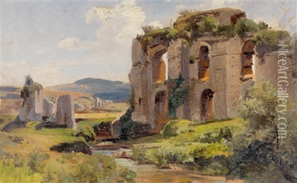 Italienische Landschaft Oil Painting - Wilhelm Riedel