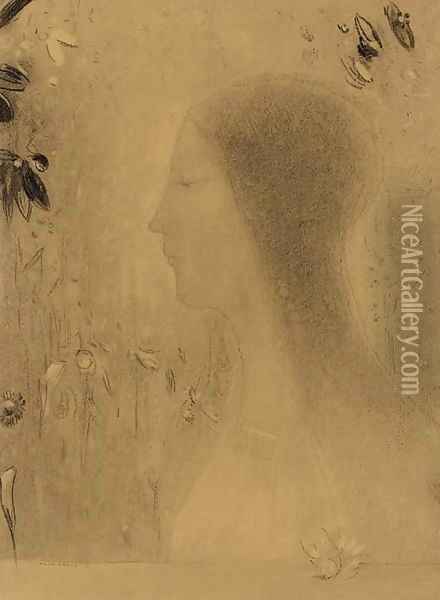 Profil de femme Oil Painting - Odilon Redon