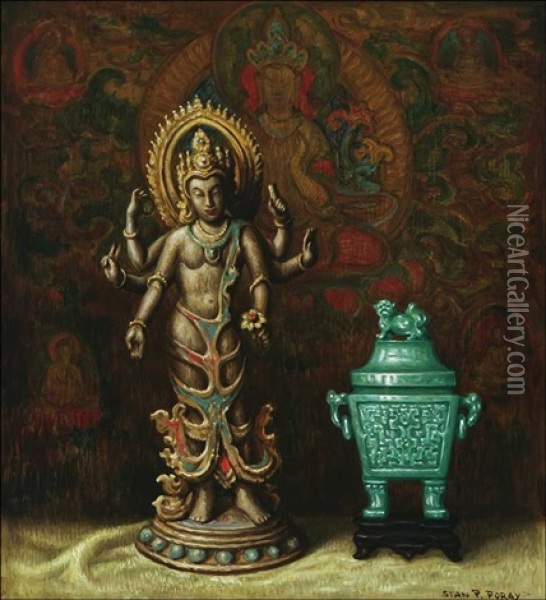 Goddess And Jade Oil Painting - Stanilaus Poray