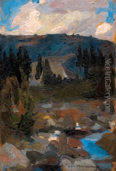 Mountain Landscape Oil Painting - Jan Stanislawski