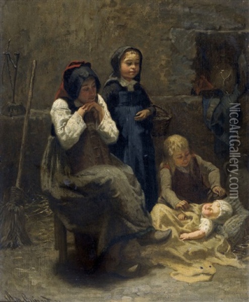 Das Schlafende Kind Oil Painting - Amedee Guerard