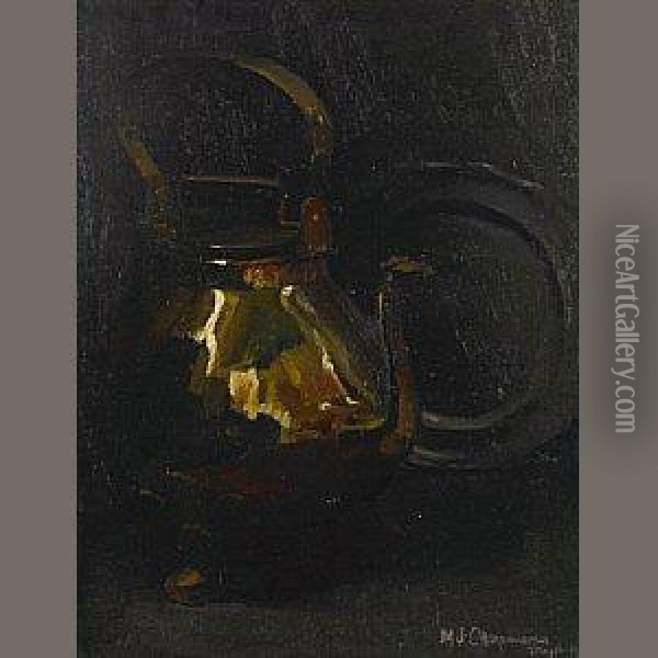 Still Life With Pitcher And Plate Oil Painting - Minerva Josephine Chapman