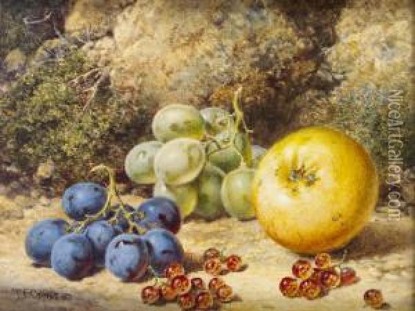 Still Life With Apple, Grapes And Berries Oil Painting - Thomas Collier