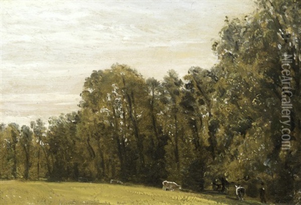 A View At Hampstead Oil Painting - Lionel Bicknell Constable