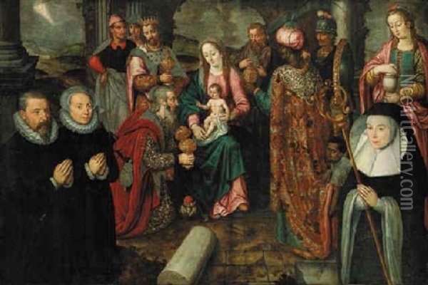 The Adoration Of The Magi With Kneeling Donors Oil Painting - Karel (Karel or Charles d'Ypres) Foort