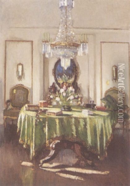 A Satin Tablecloth Oil Painting - Patrick William Adam