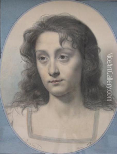 Portrait De Jeune Femme Oil Painting - Jean Alexandre Coraboeuf