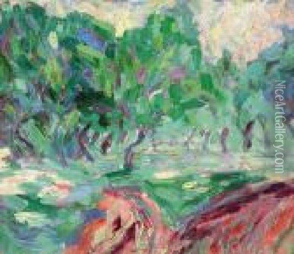 Landschaft, Weg Mit Baumen Oil Painting - Ernst Ludwig Kirchner