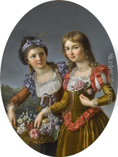 The Two Sisters Oil Painting - Marie-Victoire Lemoine