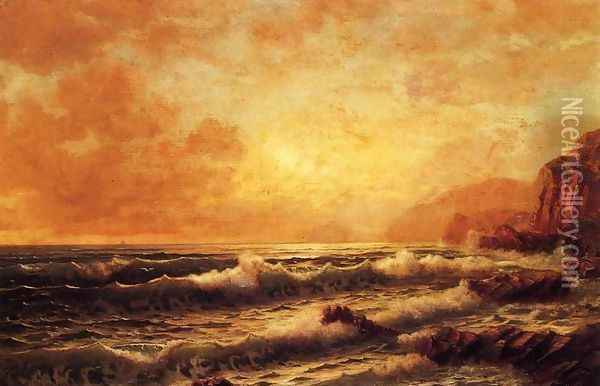 Rocky Coast at Sunset Oil Painting - William Trost Richards
