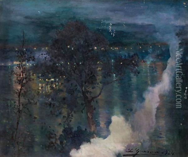 Vista Nocturna (Night Scene) Oil Painting - Luis Graner Arrufi