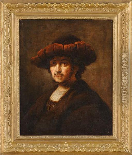 Edelherr Mit Barrett. Oil Painting - Rembrandt Van Rijn
