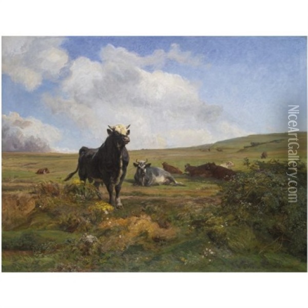 Leader Of The Herd Oil Painting - Auguste (Francois Auguste) Bonheur
