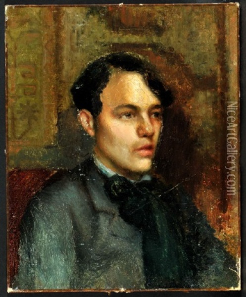 Portrait Eines Jungen Herrn Im Dreiviertel-profil Oil Painting - Gustave Courbet
