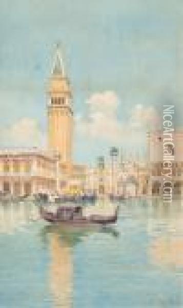 Venezia, Gondole A San Marco Oil Painting - Vittore Zanetti Zilla