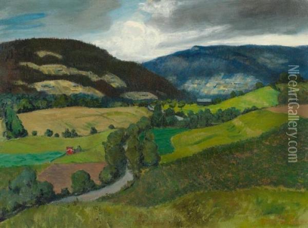 Norwegian Landscape Oil Painting - Theophile Alexandre Steinlen