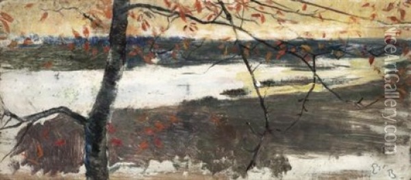 Paysage Fluvial Automnal Oil Painting - Ernest Bieler