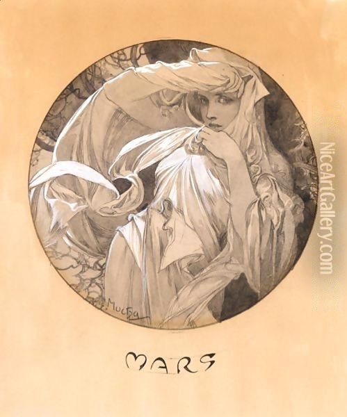 Mars Oil Painting - Alphonse Maria Mucha