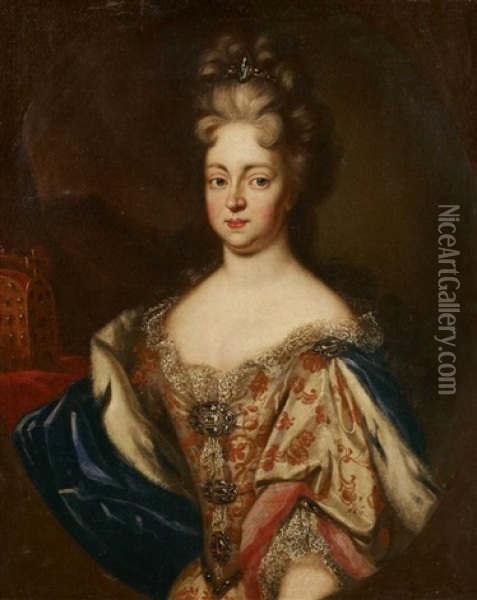Elisabeth Christine Von Braunschweig-wolfenbuttel, Gemahlin Kaiser Karls Vi. Oil Painting - Martin van Meytens the Younger