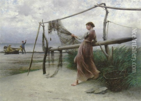 Avsked Oil Painting - August Vilhelm Nikolaus Hagborg