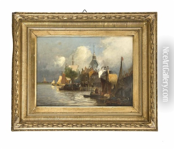 Hollandische Hafenstadt Oil Painting - Viggo Fauerholdt