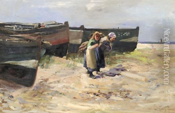 A Good Day's Catch Oil Painting - William Bradley Lamond