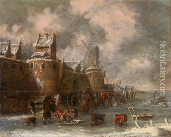 Wintervergnugen Oil Painting - Thomas Heeremans