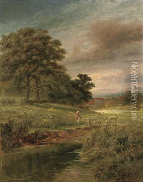 A Summer Meadow Oil Painting - Robert Gallon
